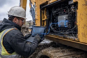 technician diagnosing equipment