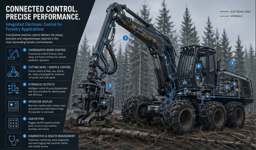 control points on a forestry vehicle
