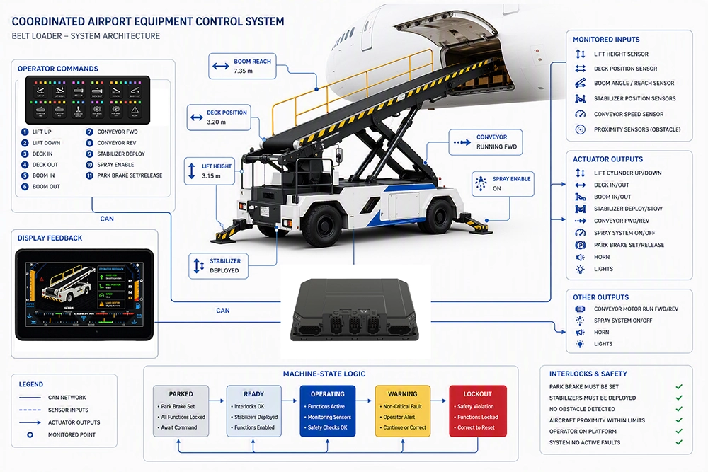 system architecture for an airport conveyor belt