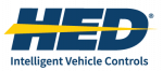 HED logo with a yellow lightning bolt through the bold blue letters HED, and the tagline Intelligent Vehicle Controls below in blue text.